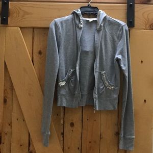 Gray sequined Express cropped hoodie